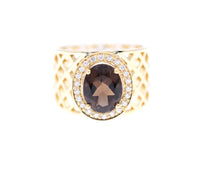 Load image into Gallery viewer, Signature Ring - Golden Basket - Large Oval Brown Smokey Quartz Ring
