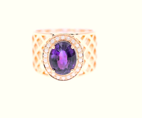 Signature Ring - Golden Basket - Large Oval Purple Ring