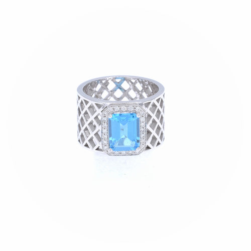 Signature Ring - Large Rectangular Blue Skye Ring