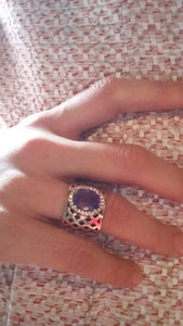 Signature Ring - Golden Basket - Large Oval Purple Ring