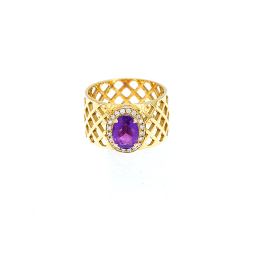 Signature Ring - Golden Basket - Small Oval Lavender Ring