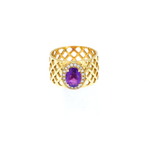 Signature Ring - Golden Basket - Small Oval Lavender Ring