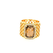 Load image into Gallery viewer, Signature Ring - Golden Basket - Large Rectangular Smockey Quartz