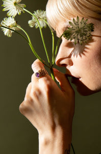 Signature Ring - Golden Basket - Small Oval Lavender Ring