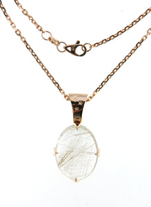 Pendant + chain 18Kt rose gold