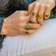 Load image into Gallery viewer, Signature Ring - Golden Basket - Dark Blue Ring