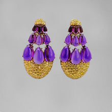 Load image into Gallery viewer, Lavender Sky Earrings Amethyst / 18Kt Yellow Clip Earrings